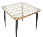 Dining table Naoki V set of 5 rattan pe in natural shade and black metal 80x80x78cm - Image 4