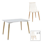 Комплет трпезариски маси Aurora-Natali од 5 мдф во бела-природна боја 120x80x76 см