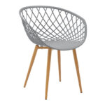 Ezra-Natali dining table set of 5 pp-mdf in grey-white color with natural legs 120x80x76cm - Слика 2