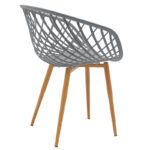 Ezra-Natali dining table set of 5 pp-mdf in grey-white color with natural legs 120x80x76cm - Слика 3