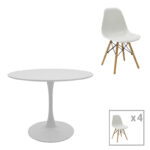 Julita-Balou dining table set of 5 pp-mdf in white color D100x75cm