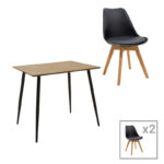 Gaston-Cuba dining table set of 3 pp-mdf in black-sonoma color 70x70x75cm