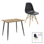 Julita-Cuba dining table set of 5 pp-mdf in black-sonoma color 70x70x75cm