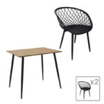 Ezra-Cuba dining table set of 3 pp-mdf in black-sonoma color 70x70x75cm