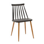 Aurora-Balou dining table set of 5 pp-mdf in black-natural color D100x75cm - Слика 2