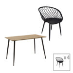 Ezra-Cuba dining table set of 5 pp-mdf in black color 120x70x76cm