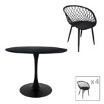 Ezra-Balou I dining table set of 5 pp-mdf in blackcolor D120x75cm