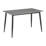Dining table Gustas-Bella set of 5 pcs gray marble sintered stone-black metal 120x60x75cm - Слика 5