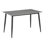 Dining table Gustas-Bella E set of 5 gray marble sintered stone-black metal 140x80x75cm - Слика 5