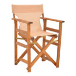 Kompa director's chair, solid beech wood, walnut - Nexus beige fabric