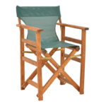 Kompa director's chair, solid beech wood, walnut - Nexus green fabric