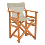 Kompa director's chair, solid beech wood, walnut - Nexus grey-beige fabric