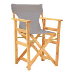 Kompa director's chair, solid beech wood, natural - Nexus grey fabric