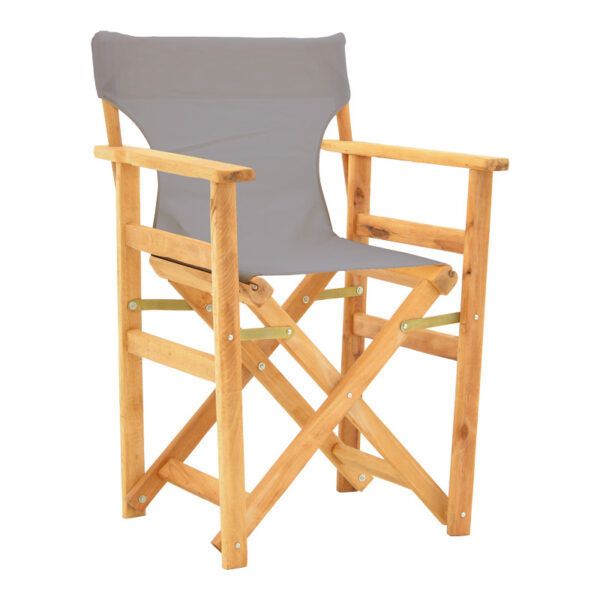 Kompa director's chair, solid beech wood, natural - Nexus grey fabric