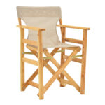 Kompa director's chair, solid beech wood, natural - Nexus grey-beige fabric