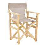Kompa director's chair-armchair, solid wood in an unpainted wood shade-Nexus fabric, gray-beige