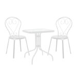 Watson-Chari dining set 3pcs metal in white shade 70x70x70cm