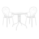 Трпезариски сет Watson-Monasty од 3 парчиња метал во бела нијанса 70x70x70 см