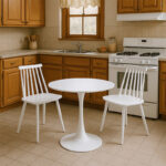 Elijah-Aurora I dining table set of 3 pp in white color Φ60x74cm - Image 2