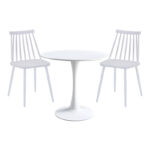 Elijah-Aurora I dining table set of 3 pp in white color Φ60x74cm