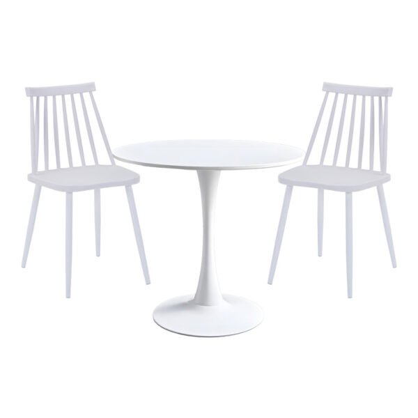 Комплет трпезариски маси Elijah-Aurora I од 3 парчиња во бела боја Φ60x74 см