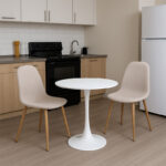 Elijah-Bella dining table set of 3 in white-beige color Φ60x74cm - Слика 2