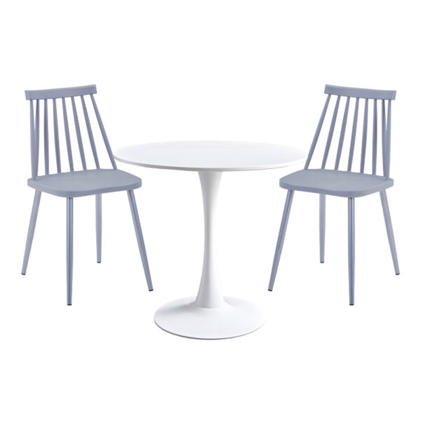 Elijah-Aurora I dining table set of 3 pp in white-grey color Φ60x74cm