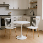 Elijah-Aurora dining table set of 3 pp in white-grey color Φ60x74cm - Image 2