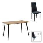 Dining table set of 5 pieces Cuba-Parker madf in sonoma-black color 120x70x76cm