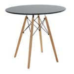 Dining table set of 5 pieces Julita-Parker madf in black-natural color D80x73cm - Image 5