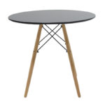 Dining table set of 5 pieces Julita-Parker madf in black-natural color D80x73cm - Image 6