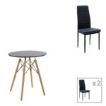 Комплет трпезариски маси од 3 парчиња Julita-Parker madf во црна-природна боја D60x73cm