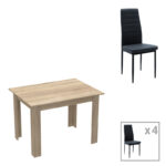 Dining table set of 5 pieces Manka-Parker madf in black-sonoma color 110x80x77cm