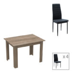 Dining table set of 5 pieces Manka-Parker madf in black-sonoma truffle color 110x80x77cm
