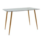 Dining table set of 5 pieces Chloe-Parker glass in dark grey-natural color 120x70x75cm - Image 5