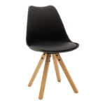 Dining table set of 3 pieces Natali-Caron mdf in black--natural color 80x80x76cm - Image 2