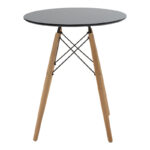 Julita dining table set of 3 pcs MDF black-beech wood in natural shade Φ60x73cm - Image 6