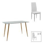 Dining table Cuba-Parker set of 5 pieces sonoma-white 120x80x75cm