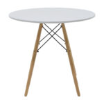 Julita-Parker dining table set of 5 pcs MDF white-natural legs D80x73cm - Image 6