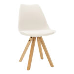 Julita-Caron dining table set of 5 white MDF-natural legs Φ80x73cm - Слика 2