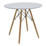 Julita-Caron dining table set of 5 white MDF-natural legs Φ80x73cm - Слика 5