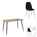 Dining table set of 5 pieces Cuba-Bella madf in sonoma-dark grey color 120x70x76cm