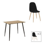 Dining table set of 3 pieces Cuba-Bella madf in sonoma-dark grey color 70x70x76cm