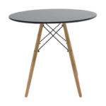 Dining table set of 5 pieces Julita-Bella mdf in black-natural color D80x73cm - Image 6