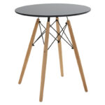 Dining table set of 3 pieces Julita-Bella mdf in black-natural color D60x73cm - Слика 5