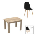 Dining table set of 5 pieces Manka-Bella mdf in sonoma color 110x80x70cm