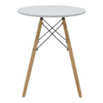 Julita-Caron dining table set of 5 white mdf - natural color legs Φ60x73cm - Image 6