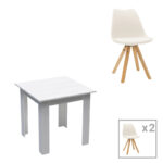 Трпезариска маса Manka I-Caron сет од 3 парчиња во бела боја 80x80x77 см