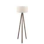 Floor lamp PWL-1059 Ε27 walnut-beige D38x140cm