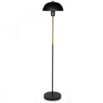 Floor lamp PWL-1061 Ε27 black-golden-walnut D23x140cm